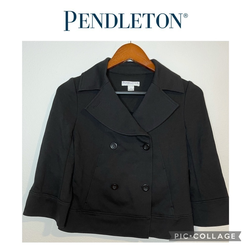 Pendleton Petite Double Breasted Black Blazer Siz… - image 1